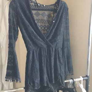 Sheer Black Short Romper